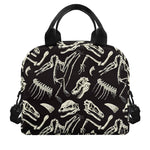 Monochrome Dinosaur Fossil Pattern Print Insulated Lunch Bag