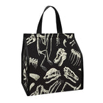 Monochrome Dinosaur Fossil Pattern Print Insulated Lunch Tote