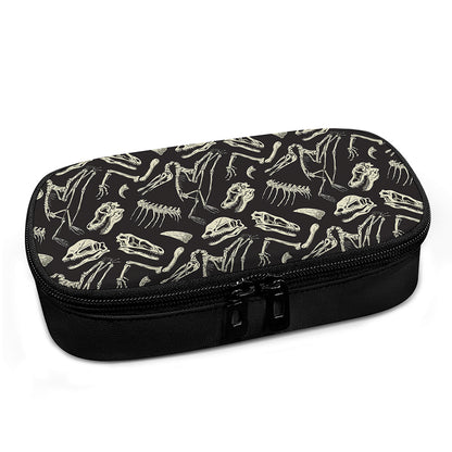 Monochrome Dinosaur Fossil Pattern Print Insulin Cooler Travel Case