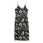 Monochrome Dinosaur Fossil Pattern Print Jersey Midi Cami Dress
