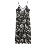 Monochrome Dinosaur Fossil Pattern Print Jersey Midi Cami Dress