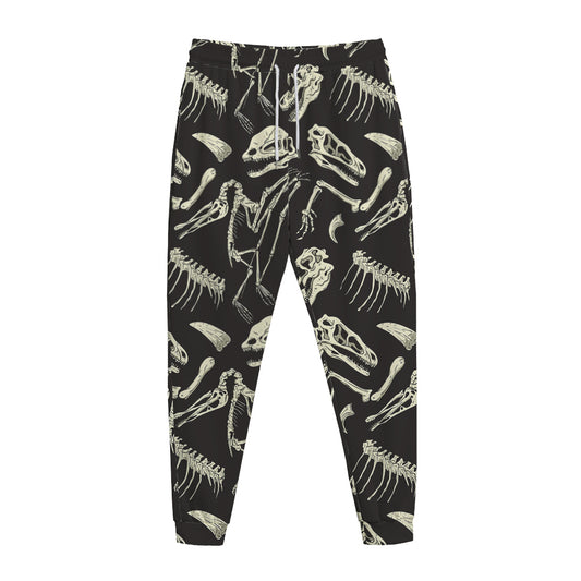 Monochrome Dinosaur Fossil Pattern Print Jogger Pants
