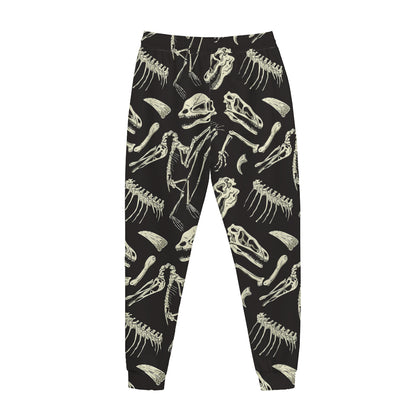 Monochrome Dinosaur Fossil Pattern Print Jogger Pants