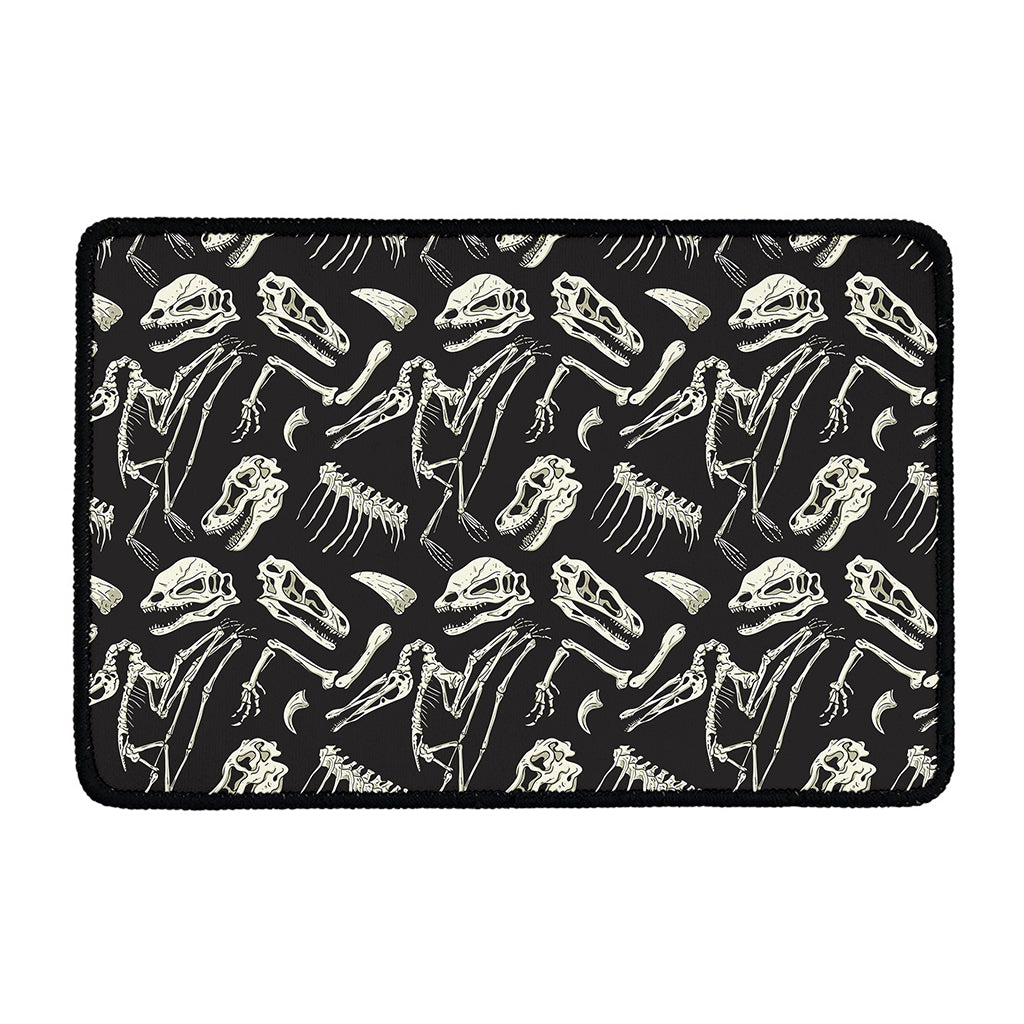 Monochrome Dinosaur Fossil Pattern Print Kitchen Mat