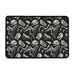 Monochrome Dinosaur Fossil Pattern Print Kitchen Mat