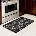 Monochrome Dinosaur Fossil Pattern Print Kitchen Mat