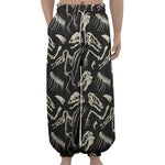Monochrome Dinosaur Fossil Pattern Print Lantern Pants