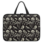 Monochrome Dinosaur Fossil Pattern Print Laptop Sleeve With Handle