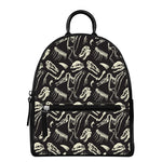 Monochrome Dinosaur Fossil Pattern Print Leather Backpack