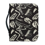Monochrome Dinosaur Fossil Pattern Print Leather Bible Cover