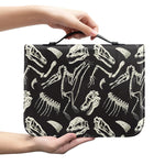 Monochrome Dinosaur Fossil Pattern Print Leather Bible Cover
