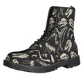 Monochrome Dinosaur Fossil Pattern Print Lace-Up Boots