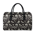 Monochrome Dinosaur Fossil Pattern Print Leather Duffel Bag