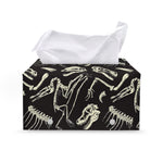 Monochrome Dinosaur Fossil Pattern Print Leather Tissue Box Cover
