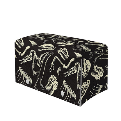 Monochrome Dinosaur Fossil Pattern Print Leather Tissue Box Cover