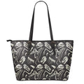 Monochrome Dinosaur Fossil Pattern Print Leather Tote Bag With Zipper