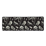 Monochrome Dinosaur Fossil Pattern Print Long Kitchen Mat
