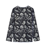 Monochrome Dinosaur Fossil Pattern Print Long Sleeve Short Coat
