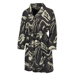 Monochrome Dinosaur Fossil Pattern Print Men's Bathrobe