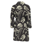 Monochrome Dinosaur Fossil Pattern Print Men's Bathrobe
