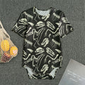 Monochrome Dinosaur Fossil Pattern Print Men's Bodysuit