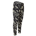 Monochrome Dinosaur Fossil Pattern Print Men's Compression Pants
