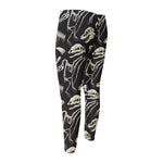 Monochrome Dinosaur Fossil Pattern Print Men's Compression Pants