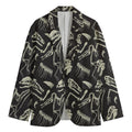 Monochrome Dinosaur Fossil Pattern Print Men's Cotton Blazer