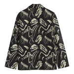 Monochrome Dinosaur Fossil Pattern Print Men's Cotton Blazer