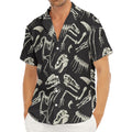 Monochrome Dinosaur Fossil Pattern Print Men's Deep V-Neck Shirt
