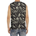 Monochrome Dinosaur Fossil Pattern Print Men's Fitness Tank Top