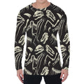 Monochrome Dinosaur Fossil Pattern Print Men's Long Sleeve T-Shirt