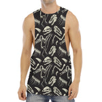 Monochrome Dinosaur Fossil Pattern Print Men's Muscle Tank Top