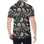 Monochrome Dinosaur Fossil Pattern Print Men's Shirt