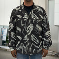 Monochrome Dinosaur Fossil Pattern Print Men's Shirt Jacket