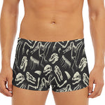 Monochrome Dinosaur Fossil Pattern Print Men's Short Boxer Briefs
