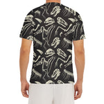 Monochrome Dinosaur Fossil Pattern Print Men's Short Sleeve Rash Guard