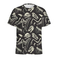 Monochrome Dinosaur Fossil Pattern Print Men's Athletic T-Shirt