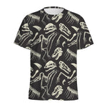 Monochrome Dinosaur Fossil Pattern Print Men's Sports T-Shirt