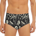 Monochrome Dinosaur Fossil Pattern Print Men's Triangle Swim Briefs