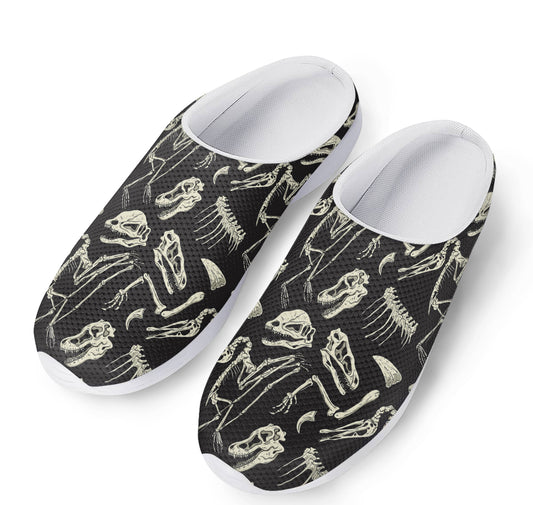 Monochrome Dinosaur Fossil Pattern Print Mesh Casual Shoes