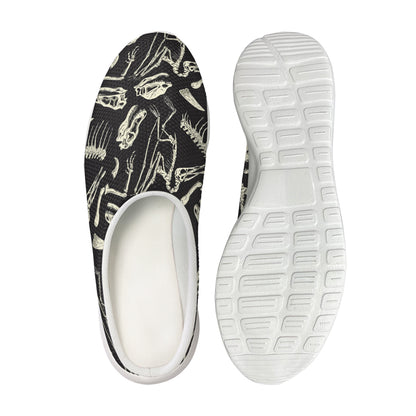 Monochrome Dinosaur Fossil Pattern Print Mesh Casual Shoes
