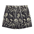 Monochrome Dinosaur Fossil Pattern Print Mesh Shorts