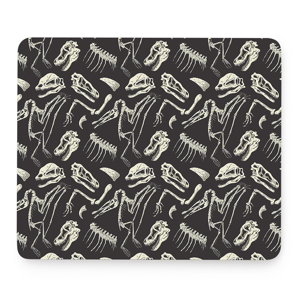 Monochrome Dinosaur Fossil Pattern Print Mouse Pad