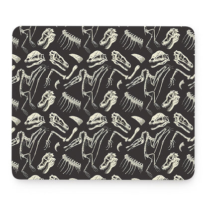 Monochrome Dinosaur Fossil Pattern Print Mouse Pad