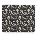 Monochrome Dinosaur Fossil Pattern Print Mouse Pad