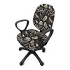 Monochrome Dinosaur Fossil Pattern Print Office Chair Cover