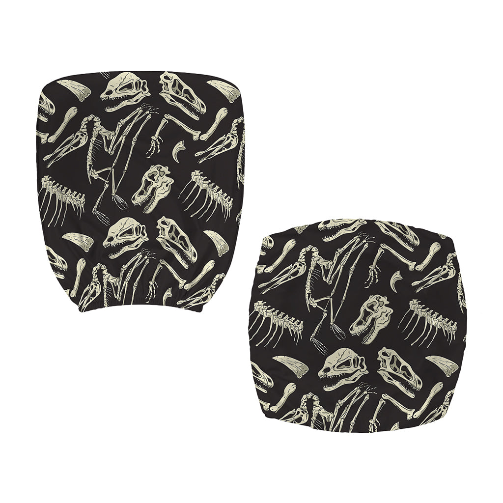 Monochrome Dinosaur Fossil Pattern Print Office Chair Cover