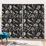 Monochrome Dinosaur Fossil Pattern Print Pencil Pleat Curtains