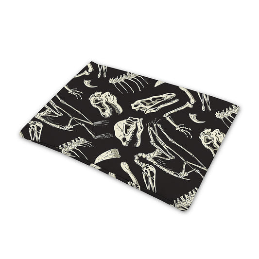 Monochrome Dinosaur Fossil Pattern Print Pet Cooling Mat Cover